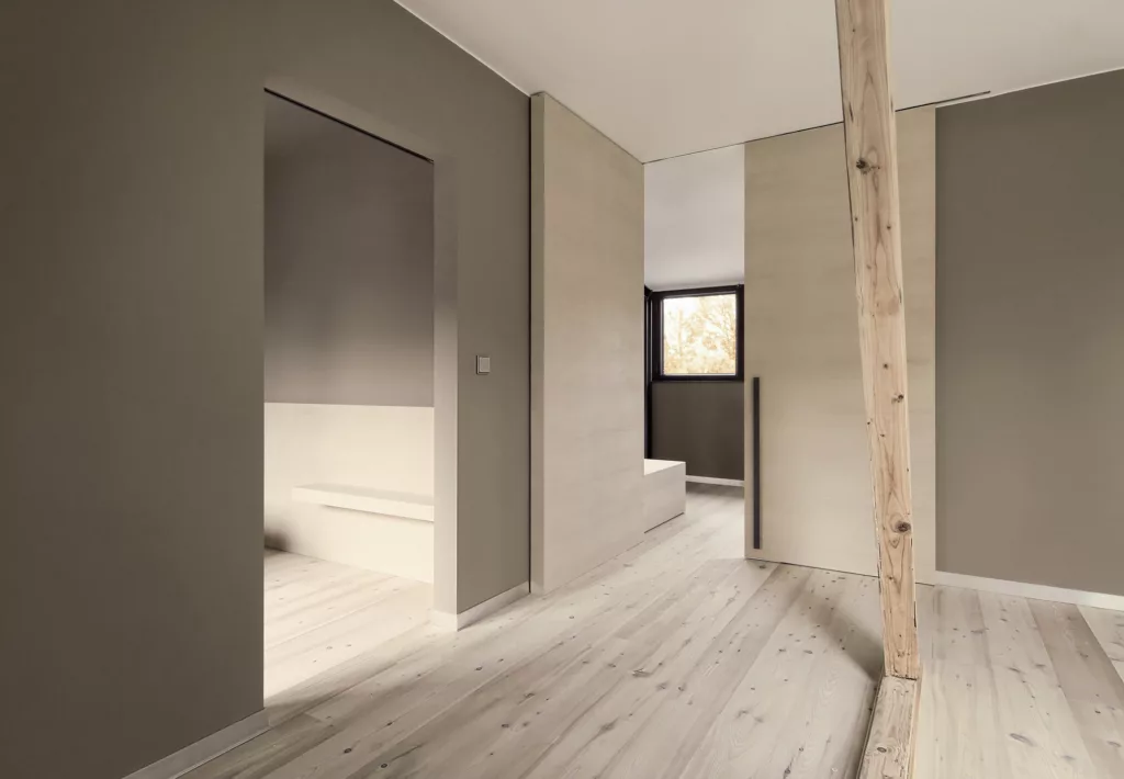 Empty hallway and wooden floor of modern house